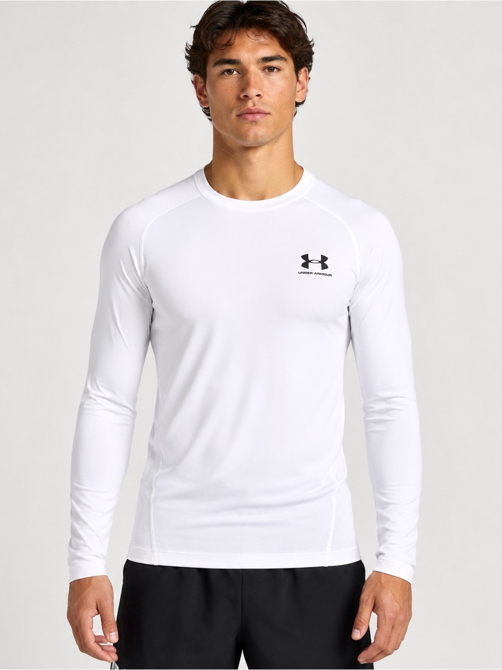 Under Armour HeatGear Compression performance mens Long Sleeve Shirt White Large